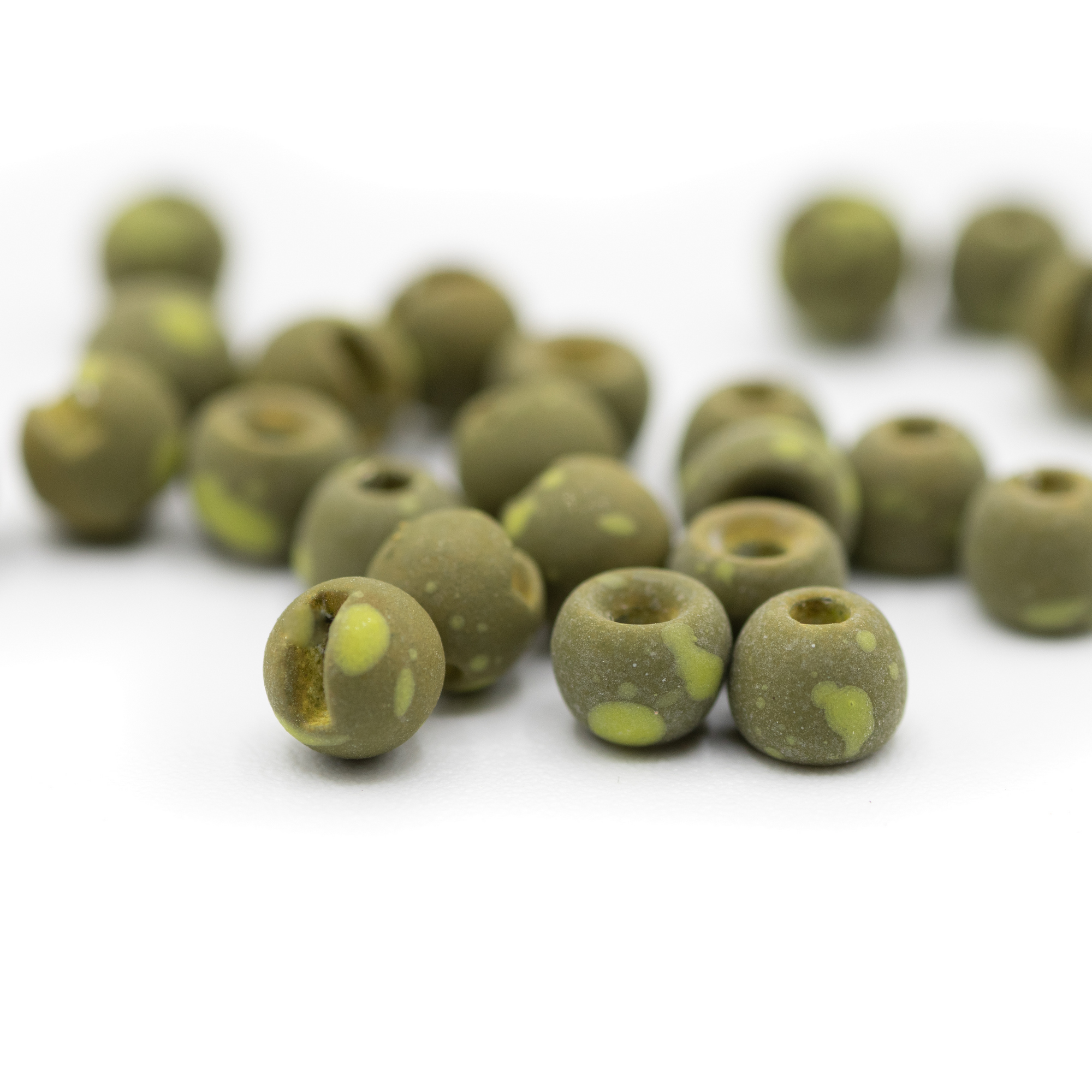 Olive Drab Speckled Round Stone